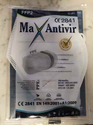 Mascherina KN95 FFP2 BIANCA Max Antivir CE 2841 1 pezzo